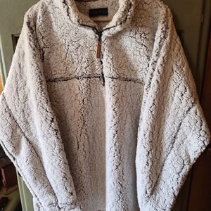 Cozy Men's Cream Sherpa Half-Zip Ski Jacket